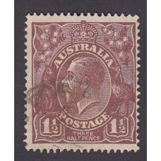 Australian    King George V   1½d Penny Half Pence Brown   Single Crown WMK  Plate Variety 3L21..